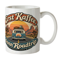 Lustige USA Tasse für Roadtrip Fans mit Sonnenuntergang