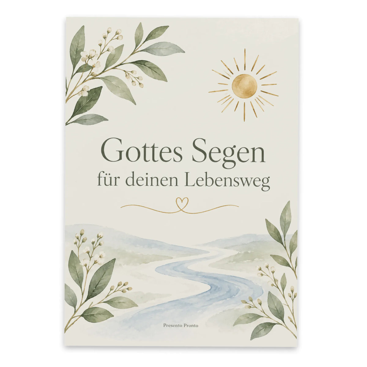 Feierliche Grußkarte zur Taufe mit goldener Sonne