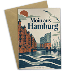 Maritime Klappkarte aus Hamburg mit Elbphilharmonie