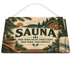 Lustiges Schild für die Sauna mit Saunahütte|p:2020276|h:dca7a5b7896289d8ae7485493c10211f