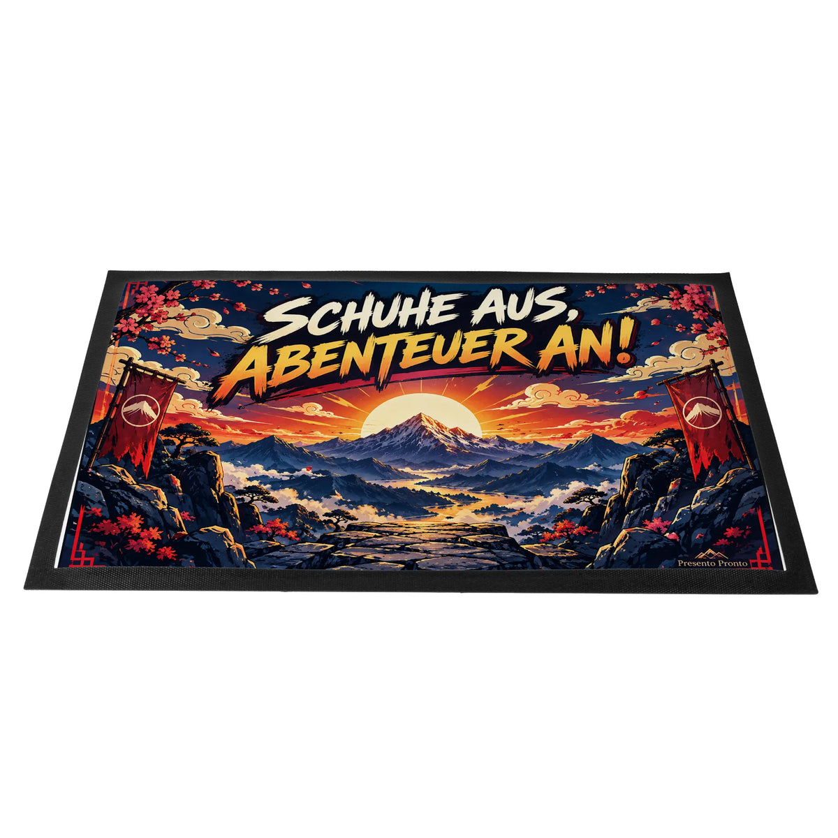 Coole Anime-Fußmatte für Fans mit Bergsonnenaufgang