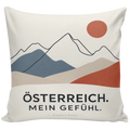 Stolzes Kissen für Österreich-Fans mit Berglinien und Sonne