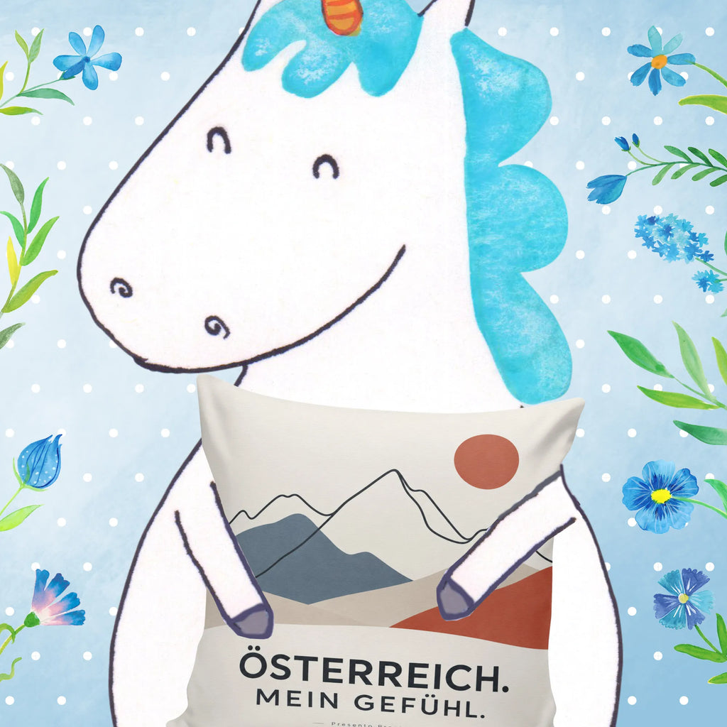 Stolzes Kissen für Österreich-Fans mit Berglinien und Sonne|p:2020301|h:e1c9b797d9c612c83a171de321b833b2