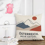 Stolzes Kissen für Österreich-Fans mit Berglinien und Sonne|p:2020301|h:4af46eb4c7f33ce606d55d93f9a27784