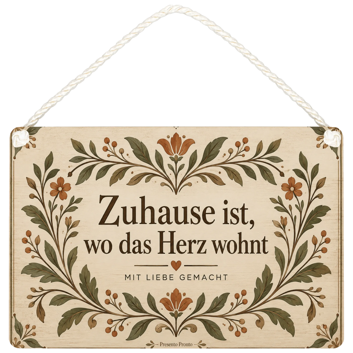 Herzliches Wandbild aus Holz mit Ornament für Zuhause