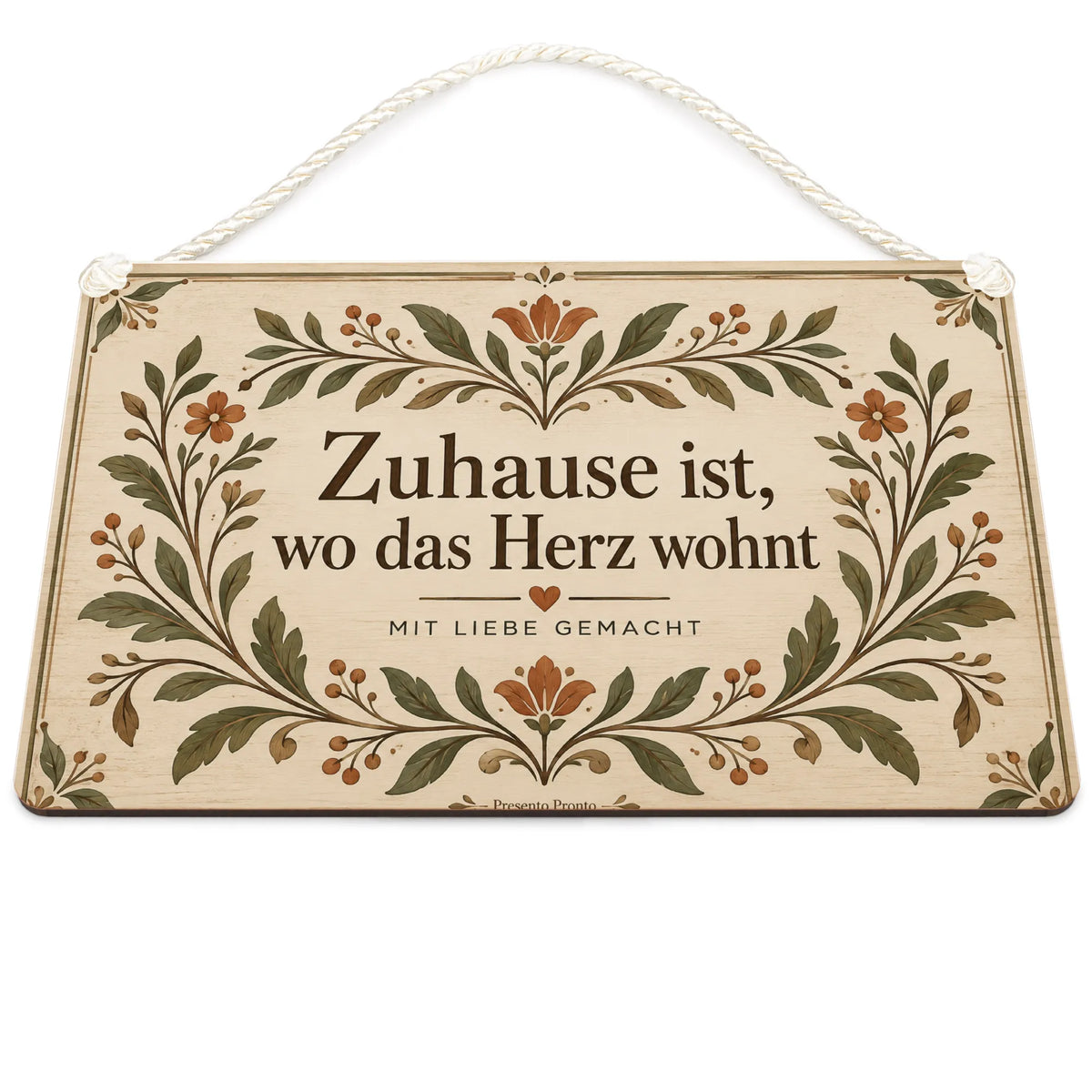 Herzliches Wandbild aus Holz mit Ornament für Zuhause