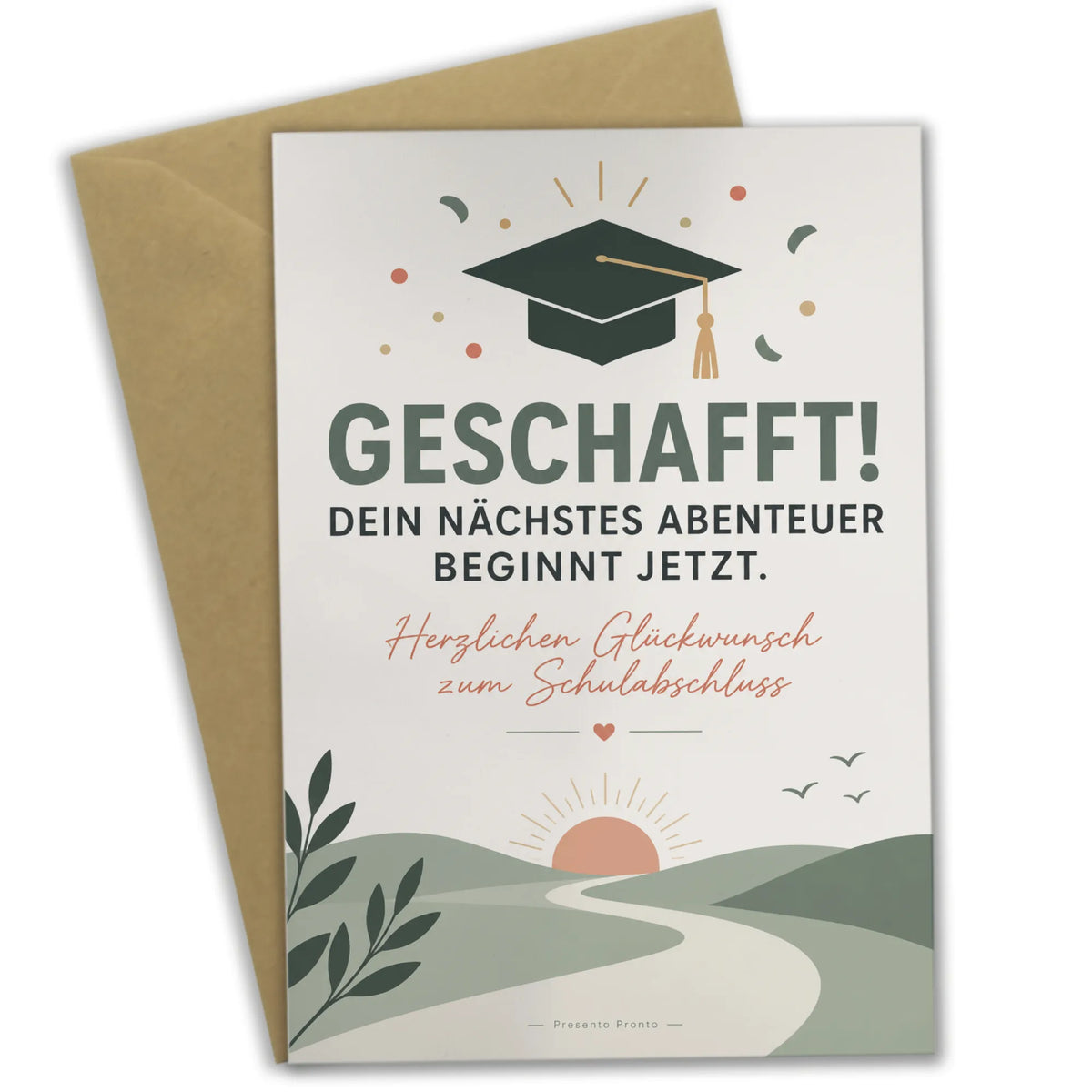 Herzliche Glückwunschkarte zum Schulabschluss mit Abschlusskappe