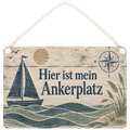 Gemütliches maritimes Holzbild mit Segelboot für Zuhause