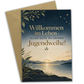 Elegante Grußkarte zur Jugendweihe mit Sonnenaufgang