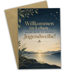 Elegante Grußkarte zur Jugendweihe mit Sonnenaufgang