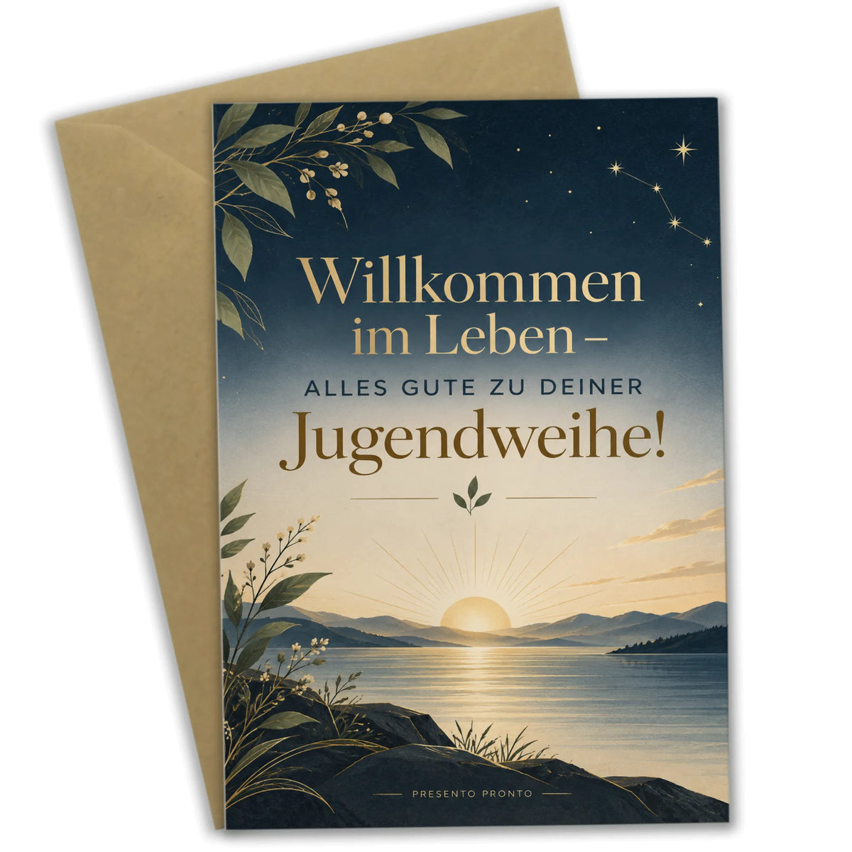 Elegante Grußkarte zur Jugendweihe mit Sonnenaufgang