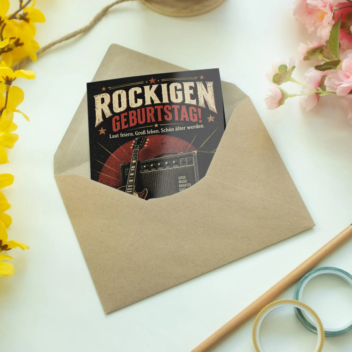 Rockige Geburtstagskarte mit E-Gitarre