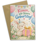 Fröhliche Einladungskarten zum Geburtstag mit Hase|p:2020420|h:2e1b2eb34df686631e15b860cdd3c278