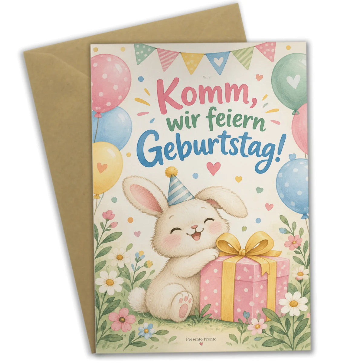 Fröhliche Einladungskarten zum Geburtstag mit Hase