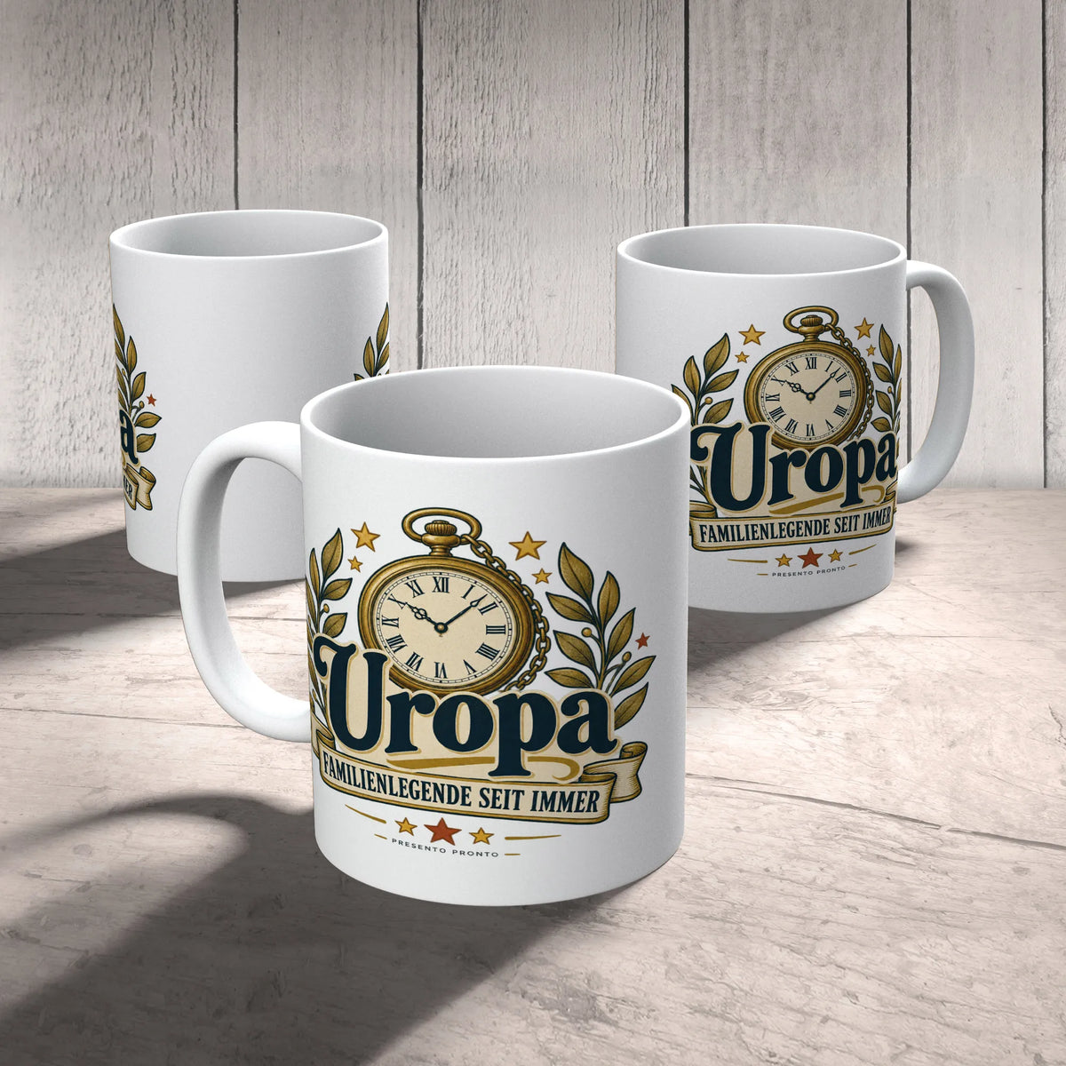 Liebevolle Tasse für Uropa mit Taschenuhr