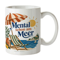Lustige Kaffeetasse für den Urlaub mit Sonnenschirm