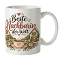 Herzliche Kaffeetasse für die Nachbarin mit Wildblumen