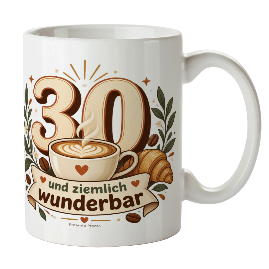 Elegante Tasse zum 30. Geburtstag mit Kaffee und Croissant|p:2020433|h:7d2b2d6923c395bb6d0a42b3d56a1f46