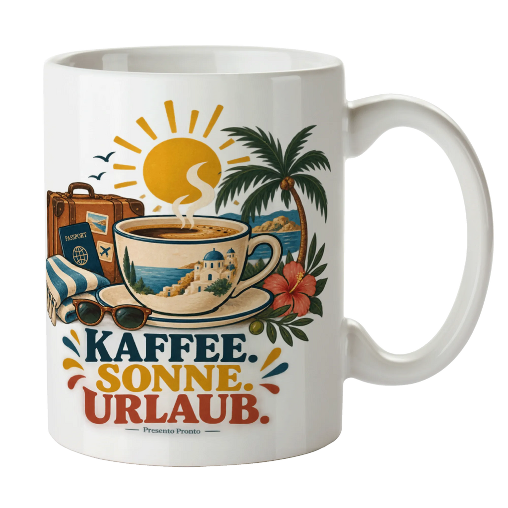 Lustige Kaffeetasse für Urlaub mit Retro-Sonne|p:2020434|h:5f9d137185f4a63c4b2c877f0ce3534b