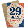 Lustige Geburtstagskarte zum 29. Geburtstag mit großer Zahl 29