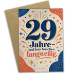 Lustige Geburtstagskarte zum 29. Geburtstag mit großer Zahl 29|p:2020437|h:e0a3f16cc119b2adb36785f50c999f49