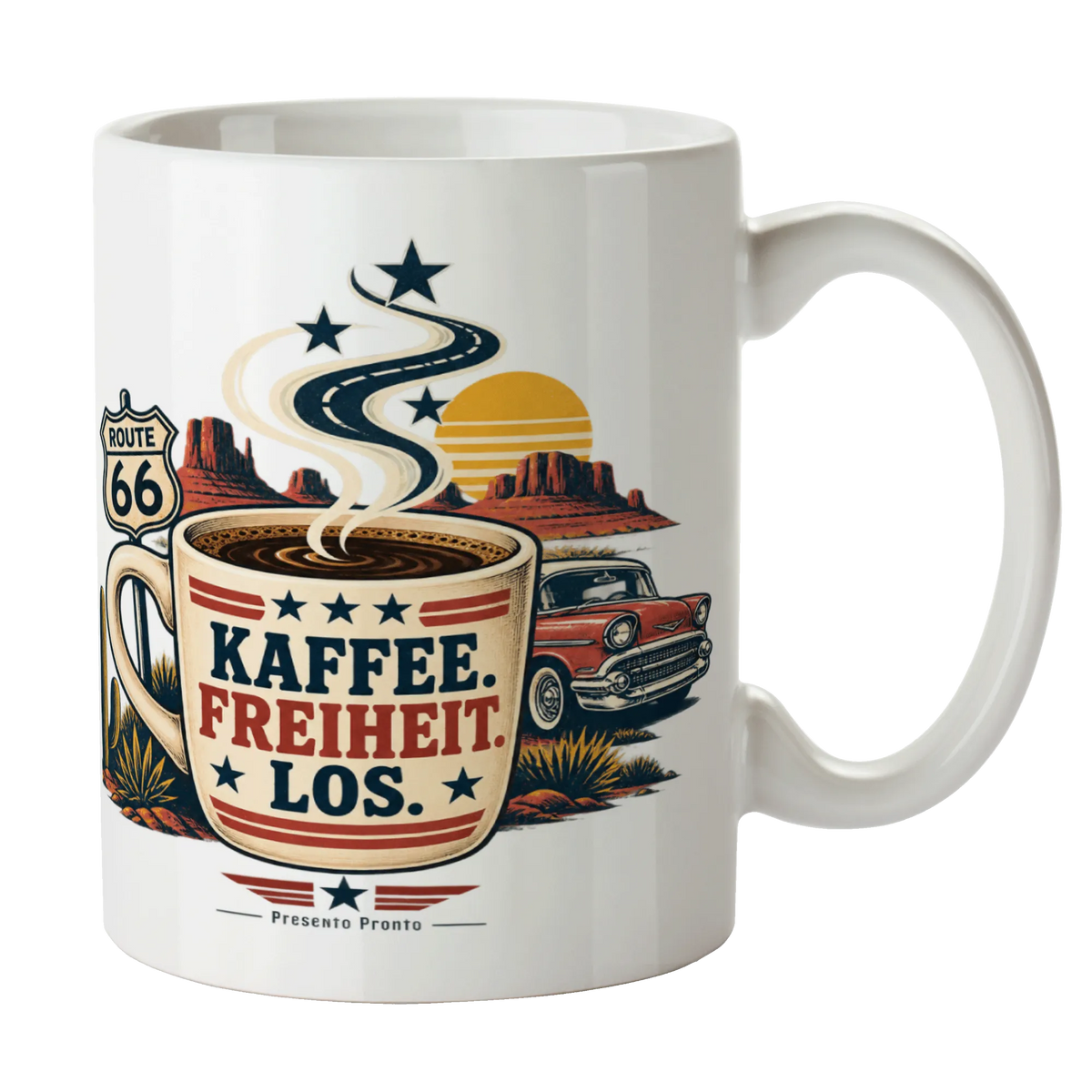 Coole Kaffeetasse für USA-Fans mit Retro-Schriftzug