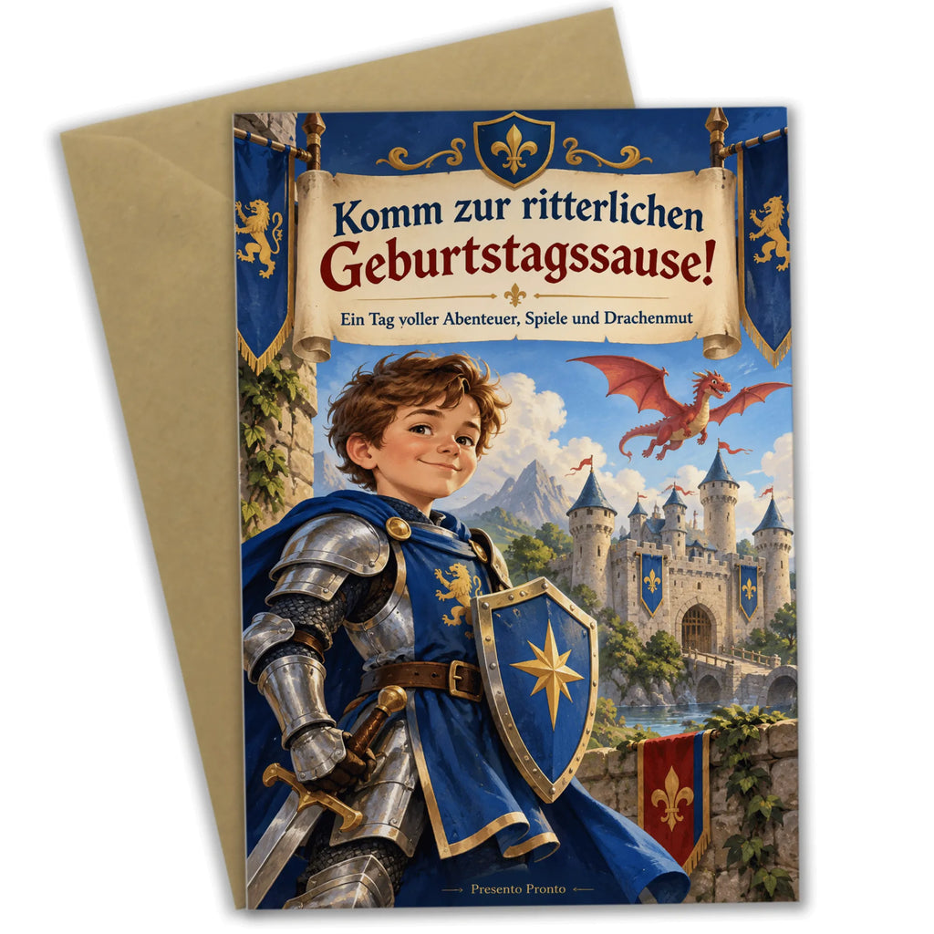 Abenteuerliche Einladungskarten zum Rittergeburtstag mit Drache|p:2020439|h:18986619e13dbf88fcf28160aee597bf
