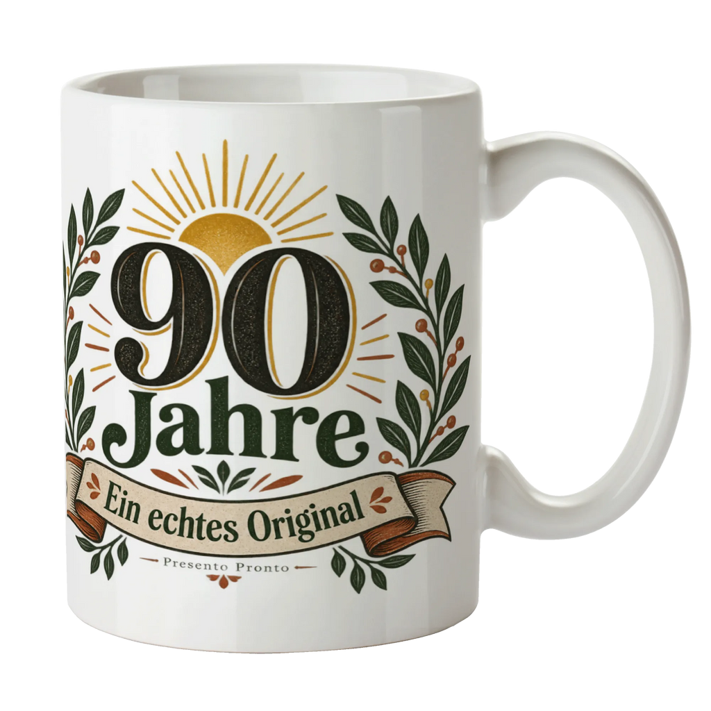 Festliche Tasse zum 90. Geburtstag mit Lorbeerzweig|p:2020446|h:515ce83263a3ed6f72f73868cb0705c2