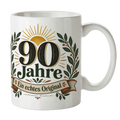 Festliche Tasse zum 90. Geburtstag mit Lorbeerzweig