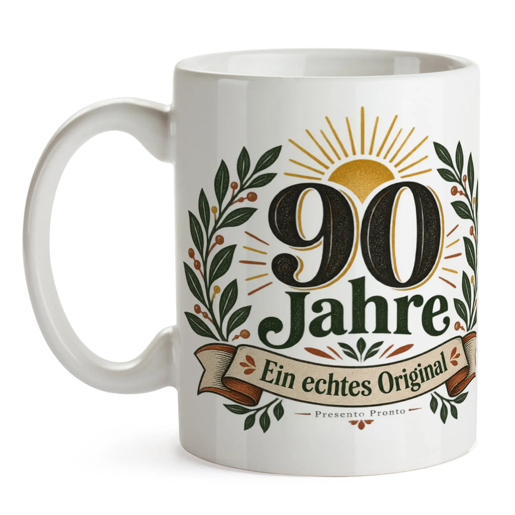 Festliche Tasse zum 90. Geburtstag mit Lorbeerzweig|p:2020446|h:595afdfe70e7cf5f8e7858a39293941f