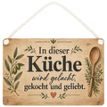 Gemütliches Holzschild für die Küche mit Kochlöffel