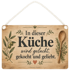 Gemütliches Holzschild für die Küche mit Kochlöffel