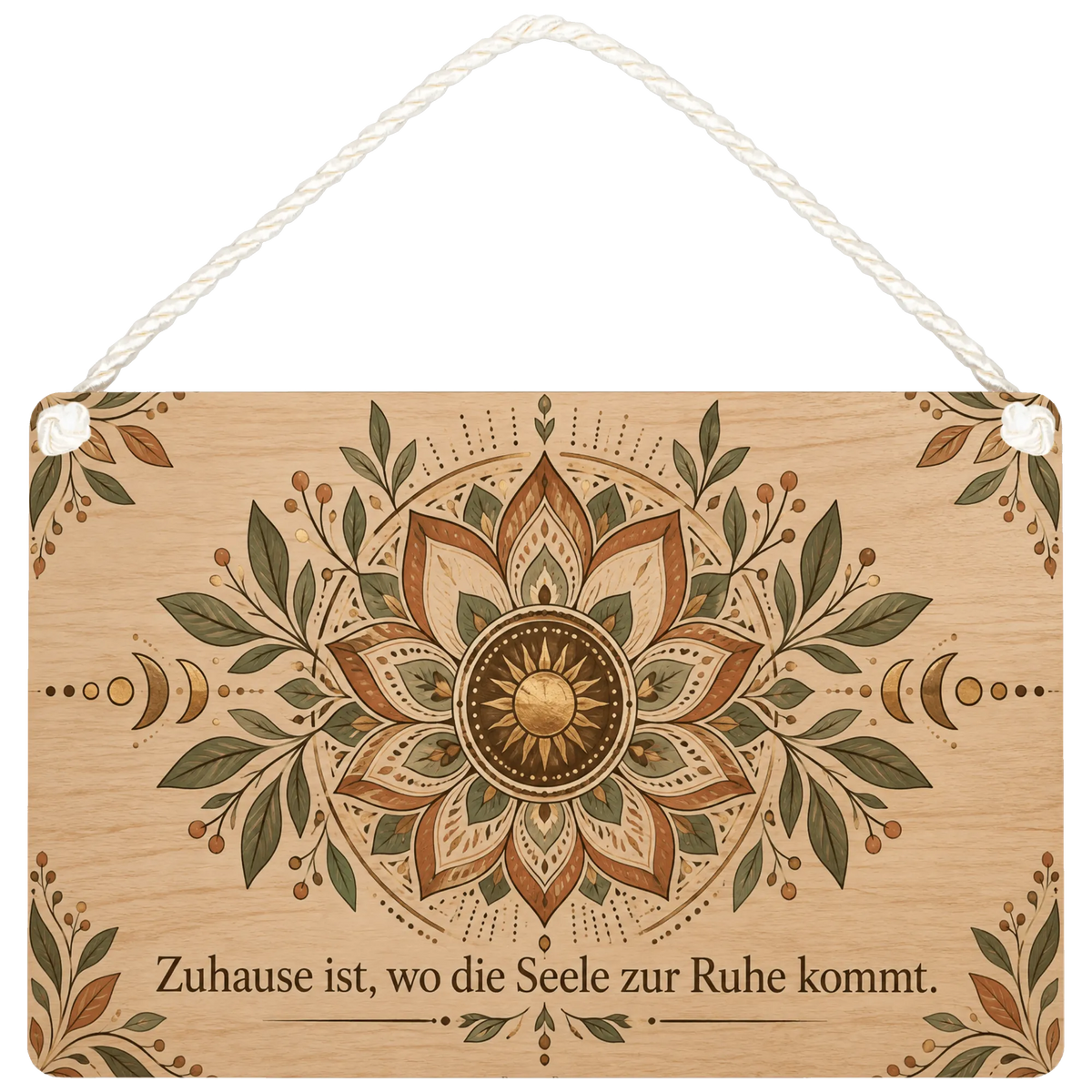 Beruhigendes Mandala Wandbild aus Holz für die Wohnung
