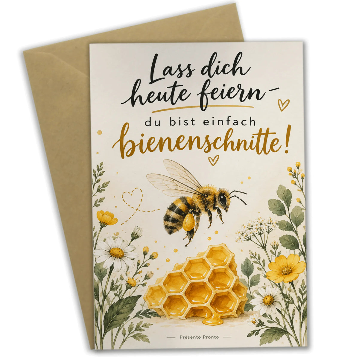 Lustige Geburtstagskarte mit Biene und Honigwabe