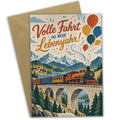 Lustige Geburtstagskarte für Zugfans mit Lokomotive