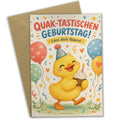 Lustige Geburtstagskarte mit Ente und Partyhut