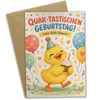 Lustige Geburtstagskarte mit Ente und Partyhut|p:2020471|h:91d637595d12f36ce025f04e39ac918a