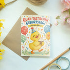 Lustige Geburtstagskarte mit Ente und Partyhut|p:2020471|h:92af239074a81122f37ff1128e810b34