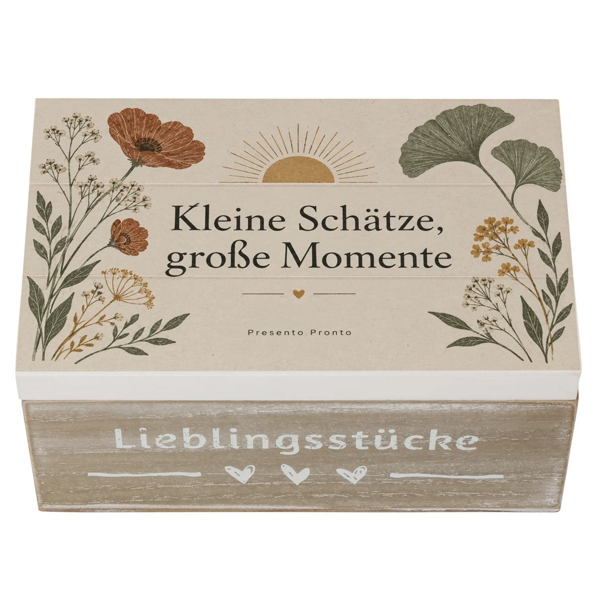 Poetische Aufbewahrungskiste für besondere Schätze mit Feldblumen