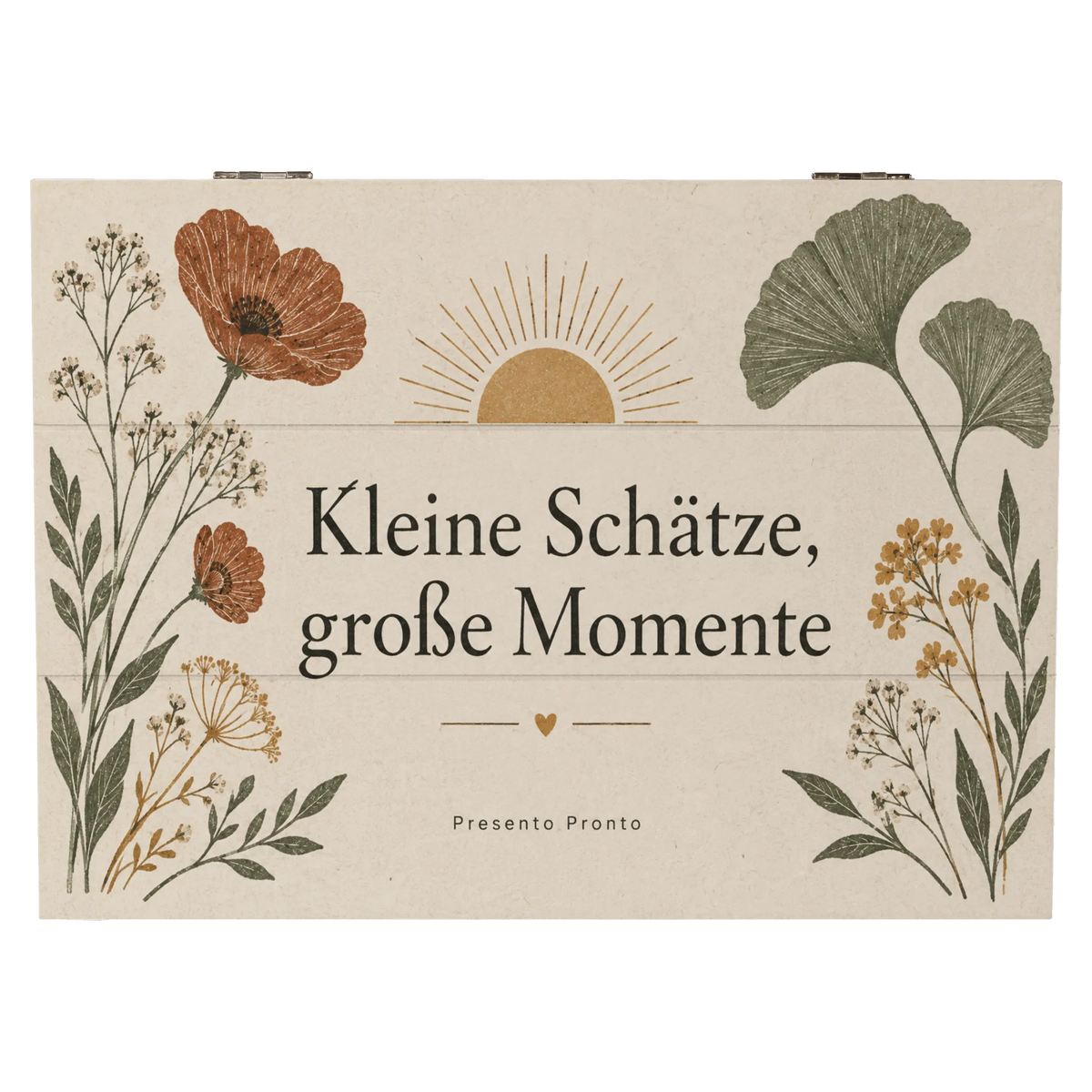 Poetische Aufbewahrungskiste für besondere Schätze mit Feldblumen