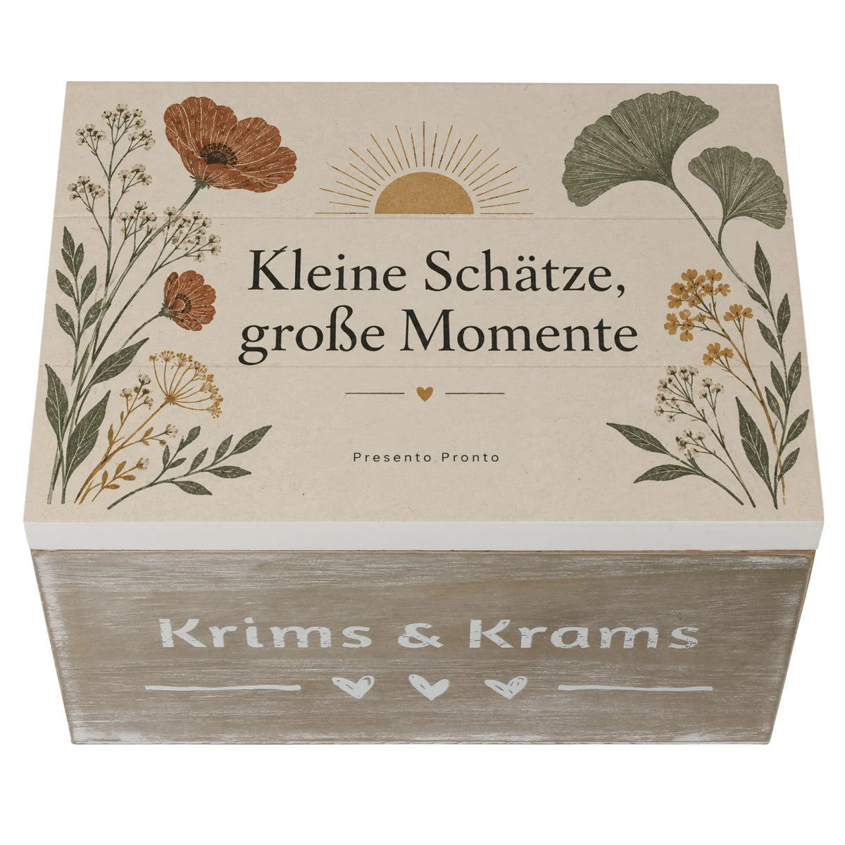 Poetische Aufbewahrungskiste für besondere Schätze mit Feldblumen