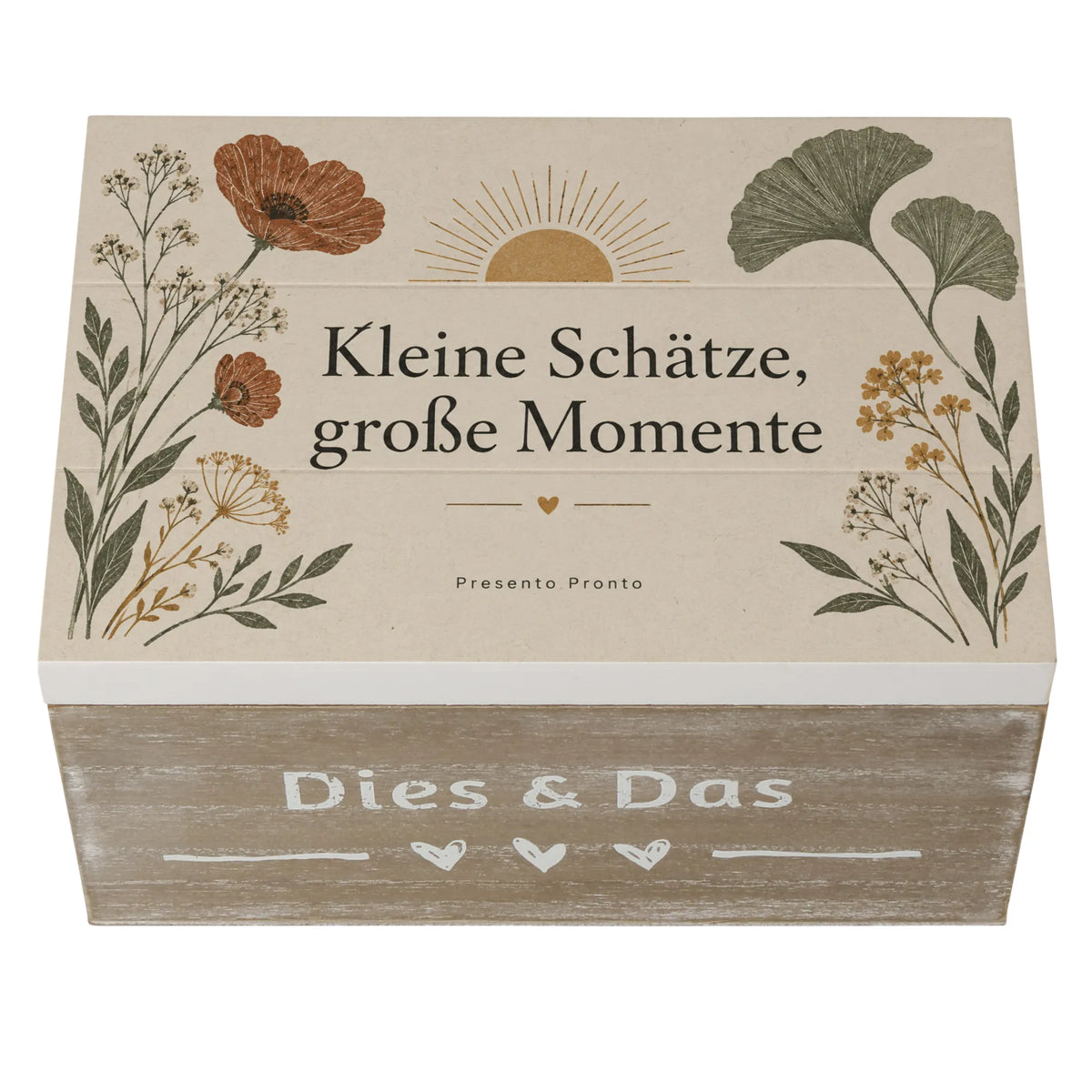 Poetische Aufbewahrungskiste für besondere Schätze mit Feldblumen