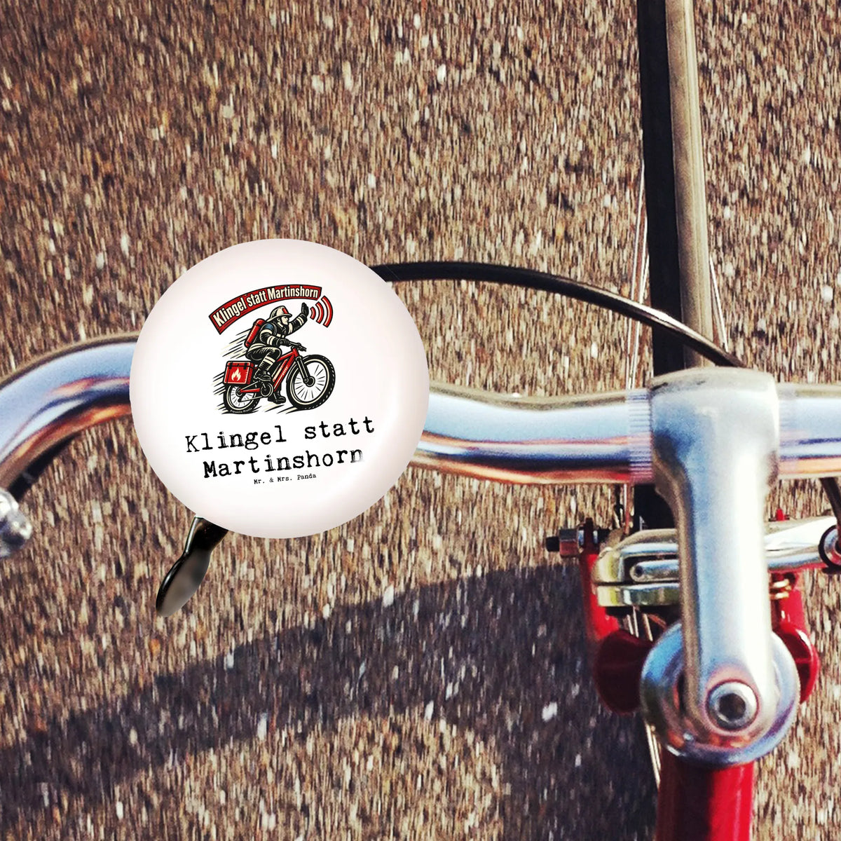 Lustige Fahrradklingel für Feuerwehrfans mit Einsatzfahrrad