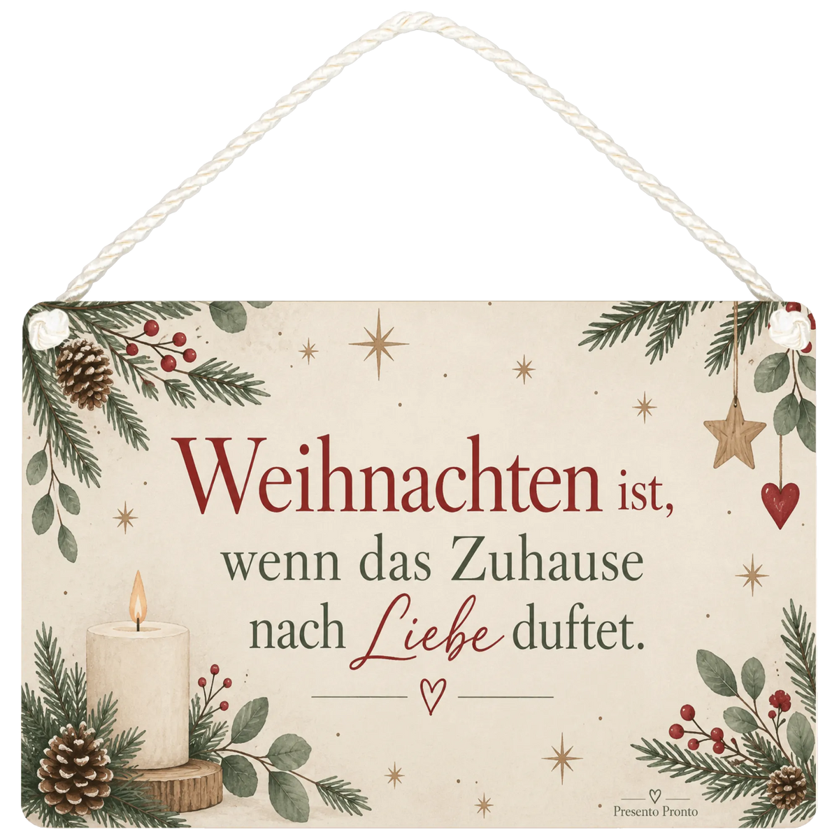 Gemütliches Deko Schild zu Weihnachten mit Kerze