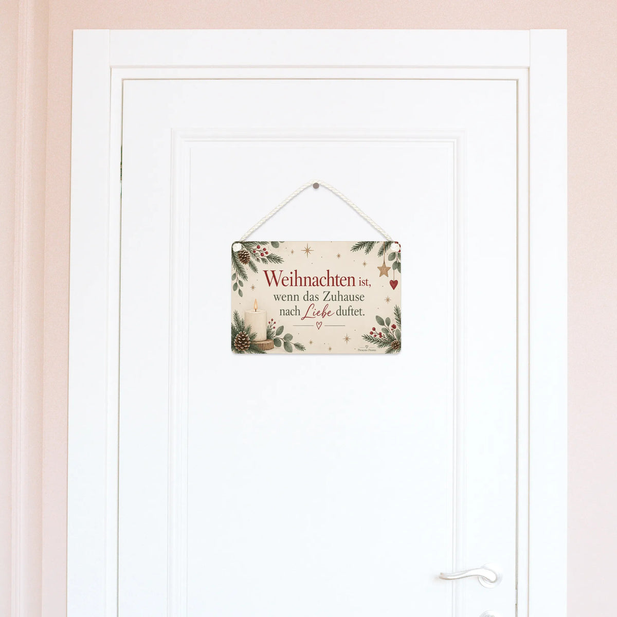 Gemütliches Deko Schild zu Weihnachten mit Kerze