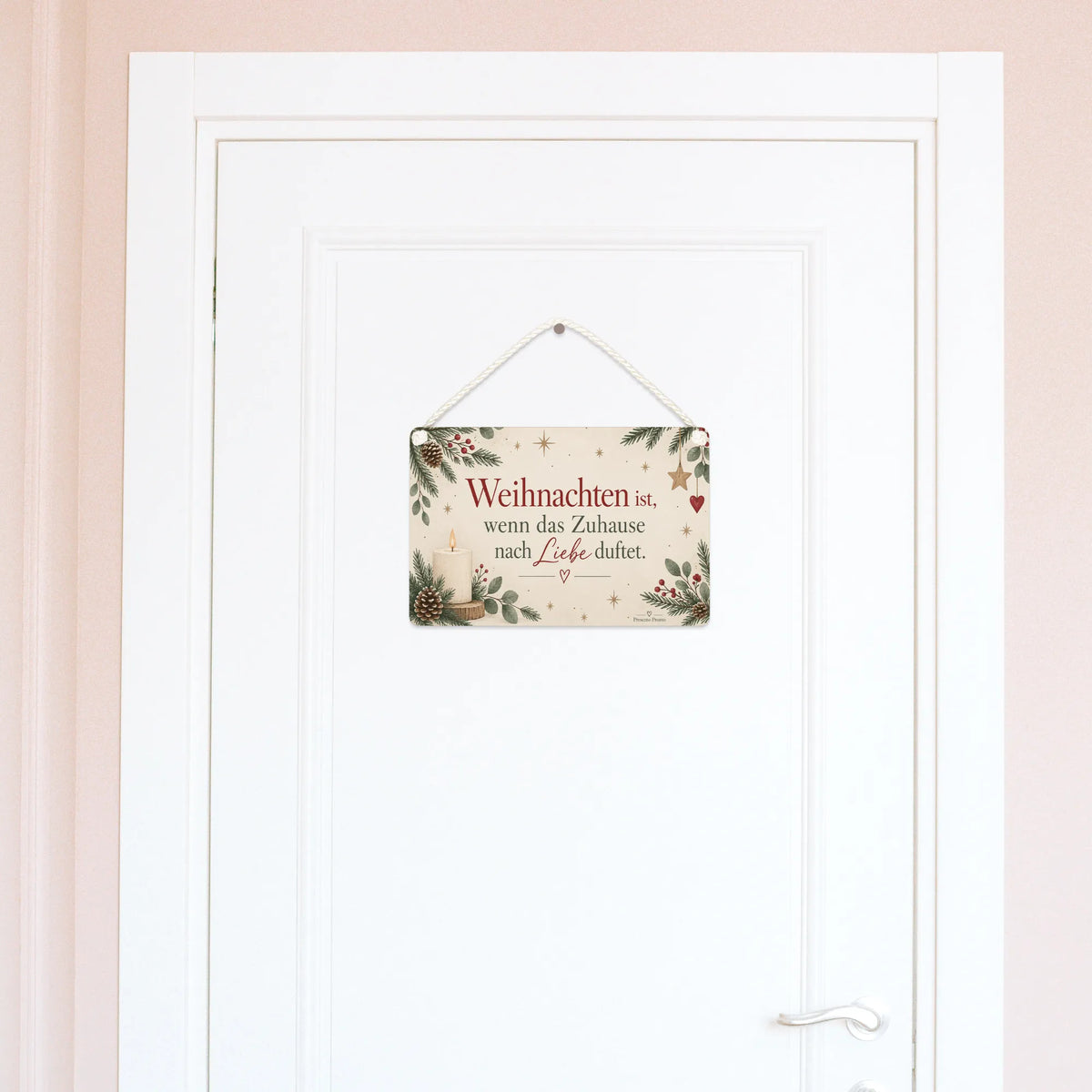 Gemütliches Deko Schild zu Weihnachten mit Kerze