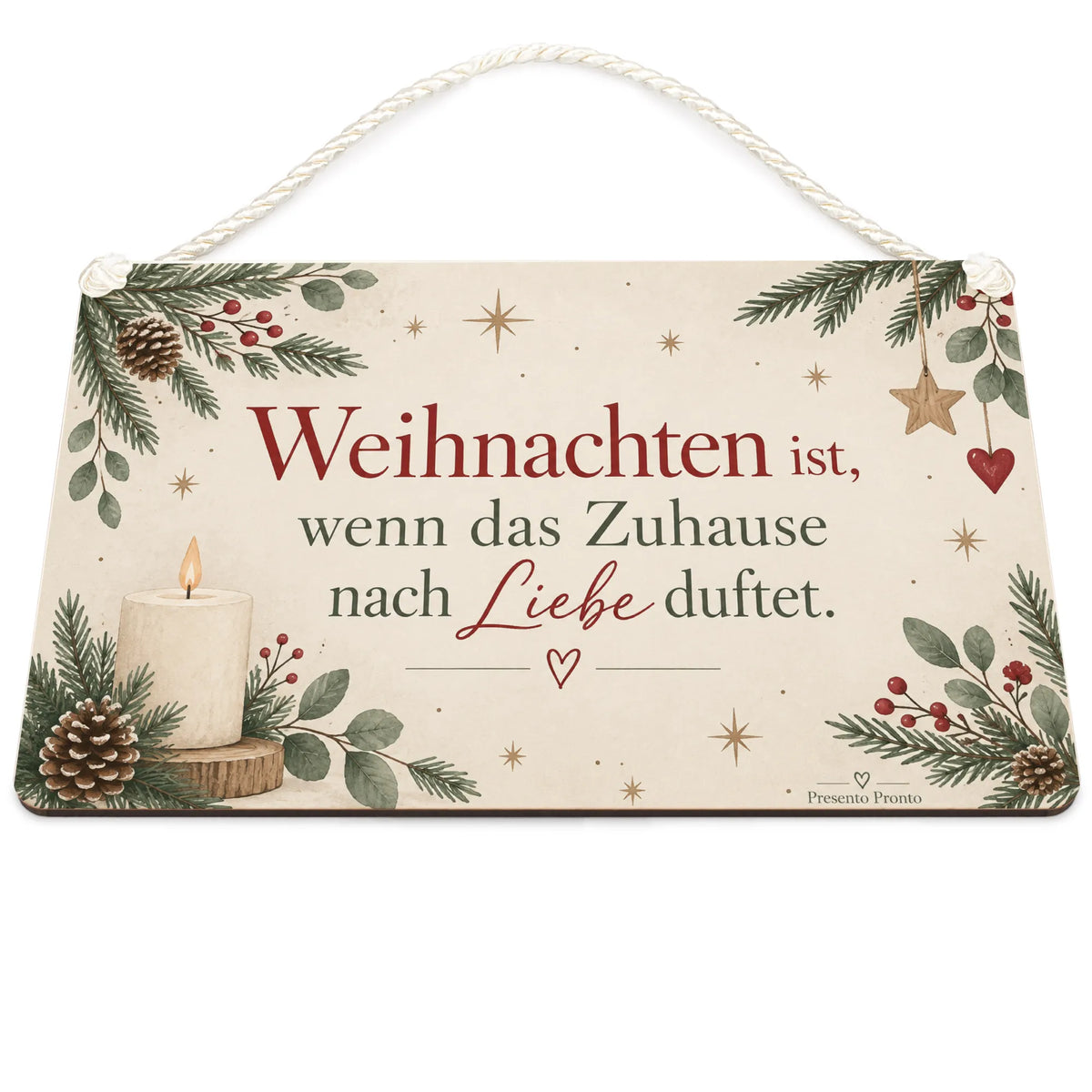 Gemütliches Deko Schild zu Weihnachten mit Kerze