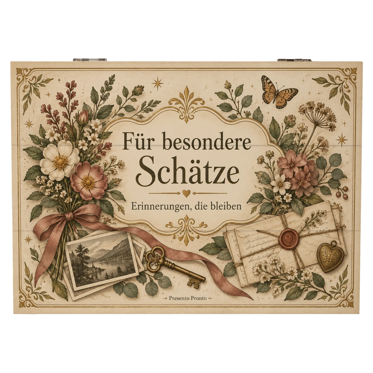 Nostalgische Aufbewahrungskiste für besondere Schätze mit Wildblumen