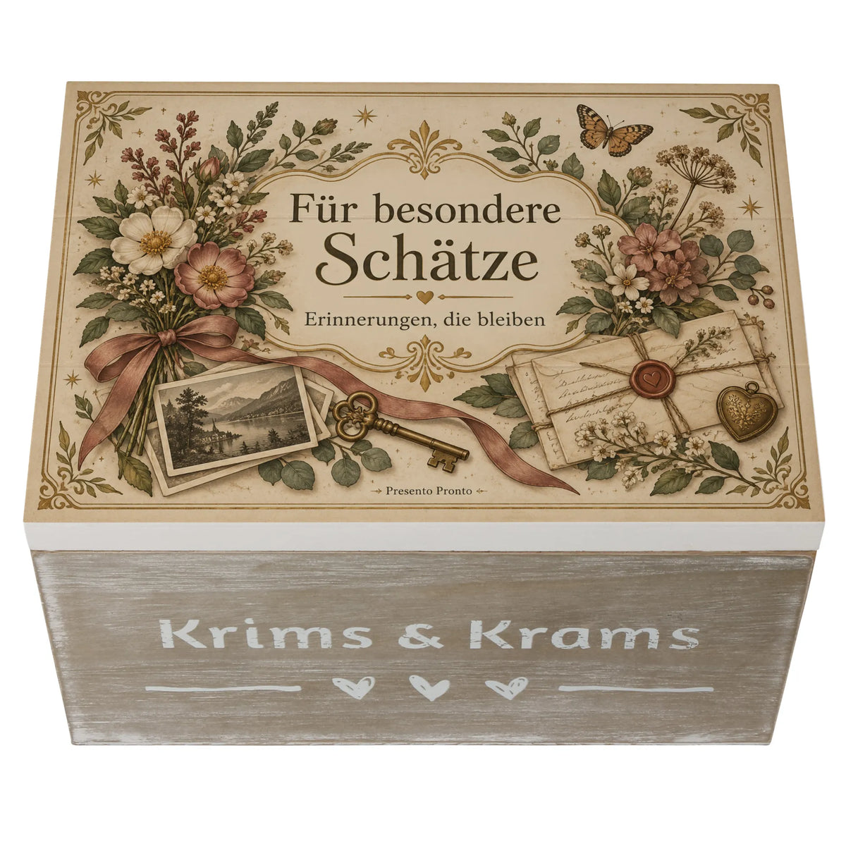 Nostalgische Aufbewahrungskiste für besondere Schätze mit Wildblumen