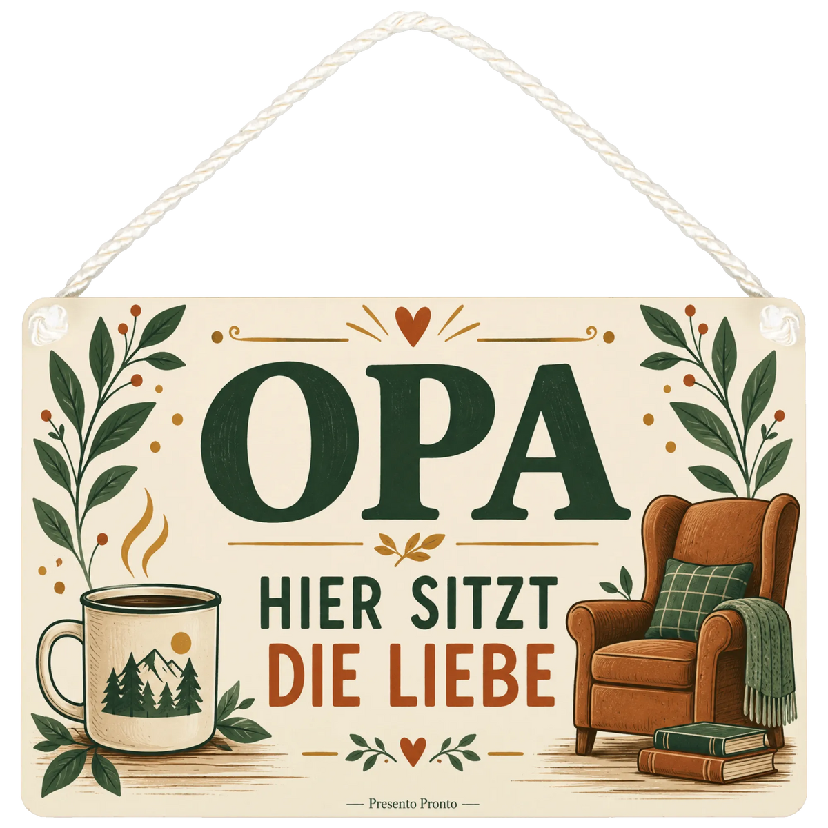 Liebevolles Schild für Opa mit Sessel